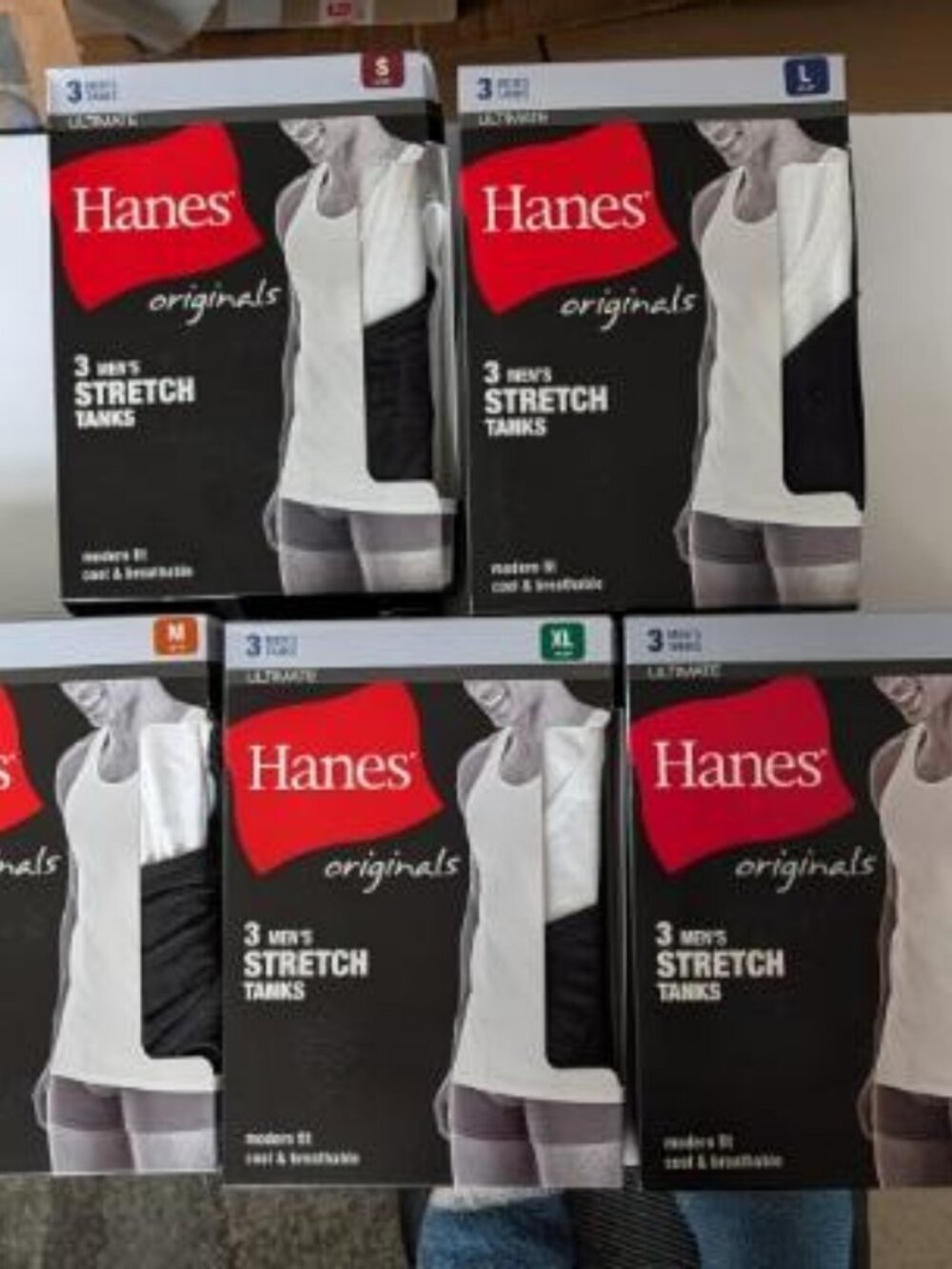 Men's Hanes Originals Ultimate 3-Pack Stretch Tanks Sz S to 2X Black & White NEW